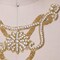 8" Diagonally Gold Rhinestone Iron on Collar Neckline Applique Flower Center Costume Embellishment